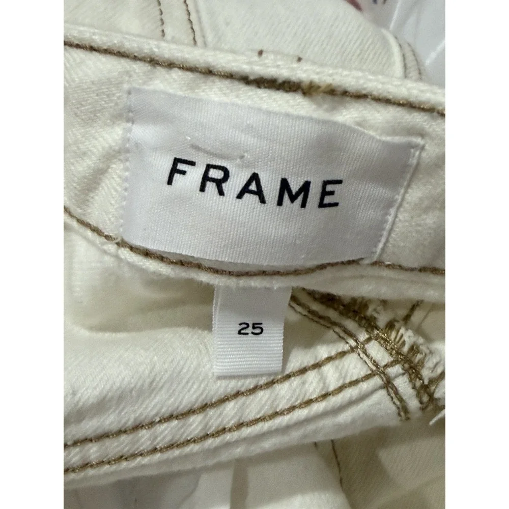 NWT $248 Frame Women's High Rise Wide Leg Crop Jeans ECRU Denim 4 Palazzo 25‎